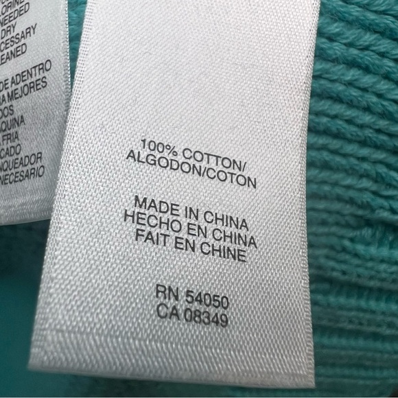 JNY Open Front Buttons Cable Knit Cardigan Teal Sz M Cotton Cottagecore Pocket - Picture 13 of 15